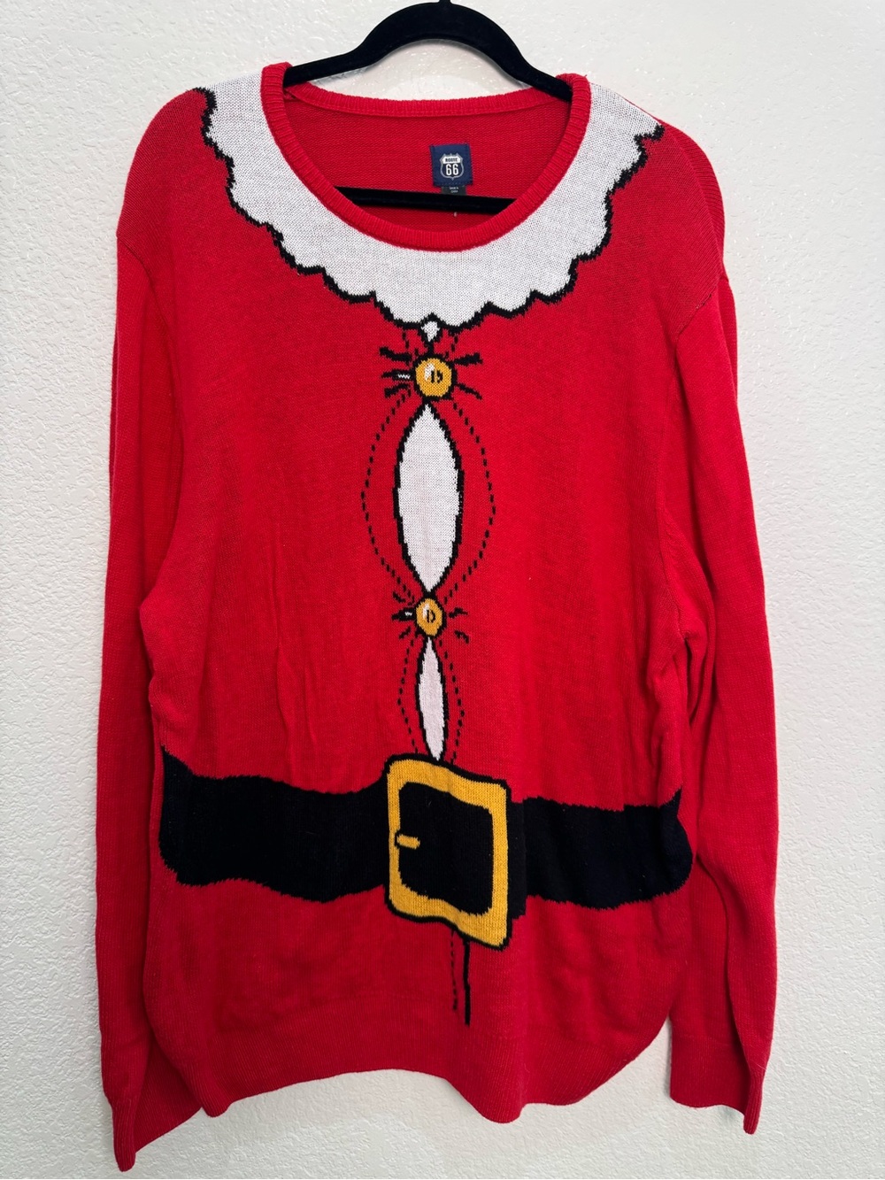 Route 66 Christmas Sweater XXL Santa Suit Ugly Holiday Red Cotton Blend